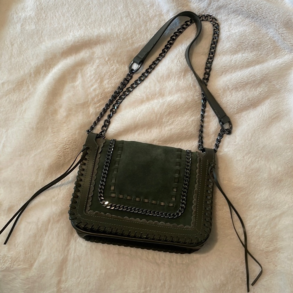 Zara suede and Gunmetal Convertible Shoulder Bag Purse